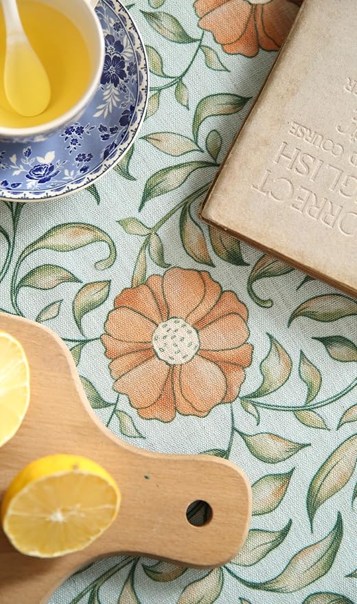 patdrea Vintage French Linen Tablecloth,Rectangular,87"x55"-Wensel | Italian Provencal Table Cloth for Rectangle Table,Colorful Floral Patterned,Dining Room Tea Party Thanksgiving Decor