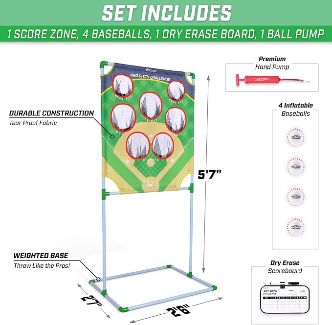 GoSports Football & Baseball Toss Games Available in Football Red Zone Challenge or Baseball Pro Pitch Challenge Choose Between Backyard Toss or Door Hang Targets