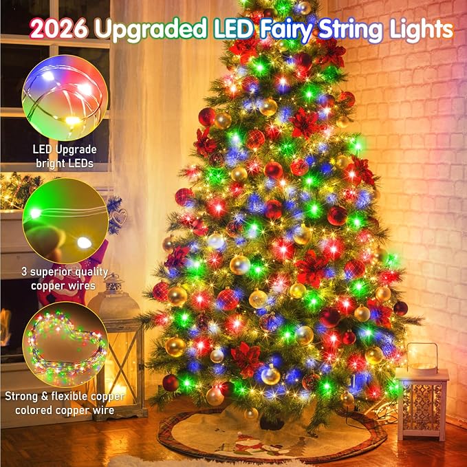 KNONEW 400FT Outdoor Christmas Fairy Lights Plug in,1200 LED String Lights Outdoor Waterproof 8 Modes Memory Times for Wedding Bedroom Walls Garden Trees Decoration