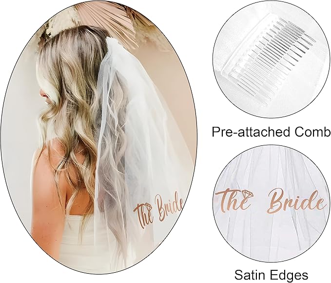 PartyGifts&beyond Bachelorette Party Favors Bride To Be Sash and Veil Set Bachelorette Sashes Bridal Shower Gifts Bride Tribe Sash (11 Sets)