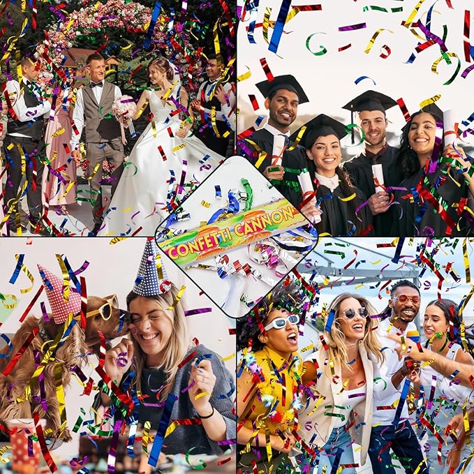 Confetti Poppers 12Pack Streamer Confetti Cannon 12inch Multicolor Confetti Party Poppers Foil Confetti Streamer Poppers Blaster for Wedding Birthday Graduation Party Christmas New Year Celebration