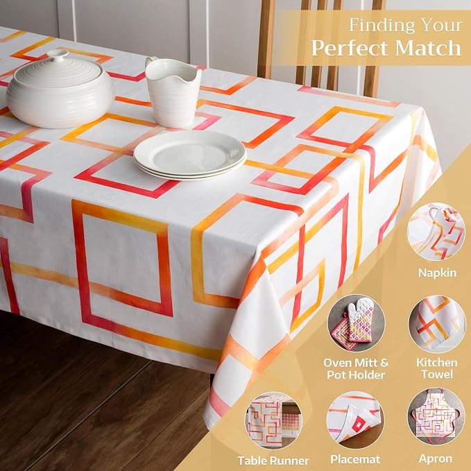 Maison d' Hermine Table Cloth Rectangle Table 100% Cotton 60 x 120 Inches Tablecloth Reusable Decorative for Dining Kitchen Room Farmhouse Party Home Hotel Restaurant Spring Summer - Summer Maze