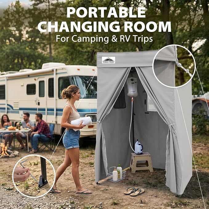 EAGLE PEAK 4x4 Pop Up Changing Tent, Flat Top Changing Room, Gray | Portable, Privacy Tent, Pool Cabana, Dressing Room, Shower & Toilet Use, Opaque Fabric, Instant Setup, Photoshoots, Camping