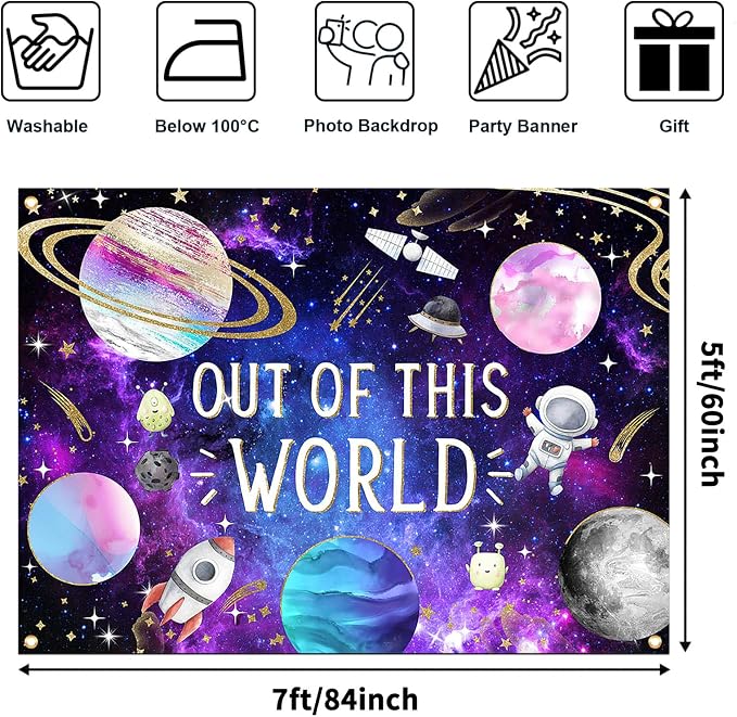 Avezano Space Galaxy Backdrop Out Space Galaxy Planets Astronaut Baby Shower Background for Photography Cosmic Starry Universe Theme Newborn Banner (7x5ft)