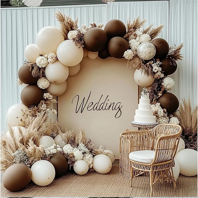Dark Brown Balloons, 98PCS Double Stuffed Boho Coffee Brown Balloon Garland Arch Kit, 18/12/10/5 Inch Different Sizes for Birthday Graduation Baby Shower Boho Neutral Luau Mocha Party Decorations