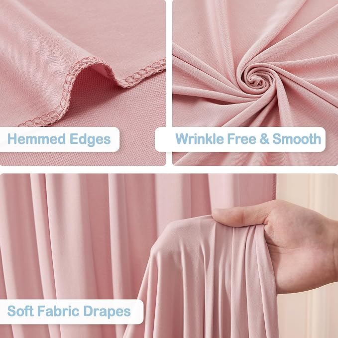 2 Panles Dusty Rose Backdrop Curtains - Wrinkle Free Fabric Backdrop Curtain for Photoshoot,10ft Wedding Party Photo Backdrop Drapes for Birthday Baby Shower Photography Stage Background Decorations