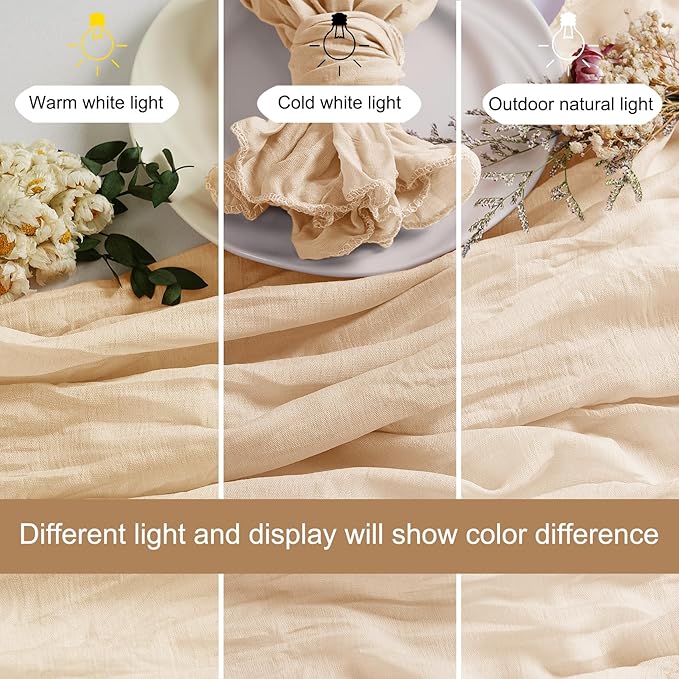 LZY 60 Pack Gauze Cheesecloth Napkins 20x20 Inch Dinner Cloth Napkins, Soft Boho Table Napkins Rustic Wrinkled Cheese Cloth Napkins Bulk for Wedding Party Baby Shower Event Decor (Ivory)