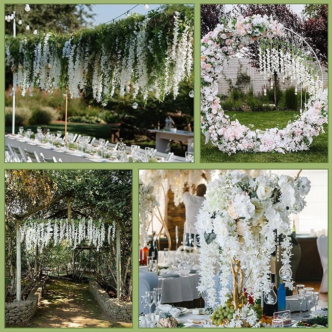 Alotiki Wisteria Hanging Flowers,36 Pack Fake Hanging Flowers,Wisteria Artificiales Garland for Home Wedding Arch Floral Party Garden Ceremony Outdoor Decor,3.6 Feet Long(36,White)