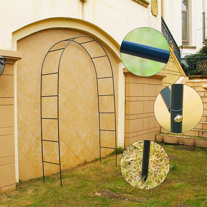 Green Iron Pergola Arbor Practical, 7.9 Feet High x 4.6 Feet Wide, Assemble Easily for Various Climbing Plant Wedding Garden Arch Bridal Party Decoration Wide Arbor