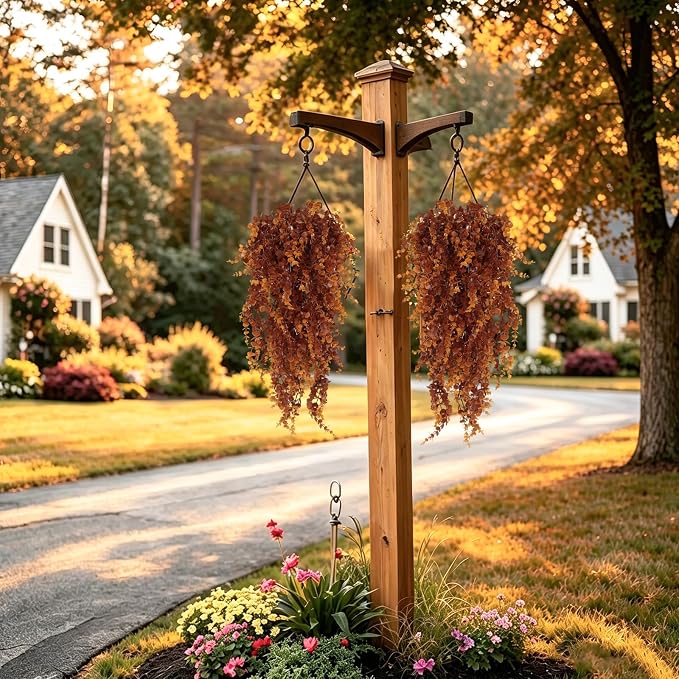 RECUTMS 3Pcs 31.5" Artificial Monkey Hanging Plants Fake Hanging Vine Plant | UV Resistant,Fake Brown Vine,Faux Eucalyptus Leaves Greenery for Fall Wall Garden Porch Outdoor Wedding Courtyard Decoration