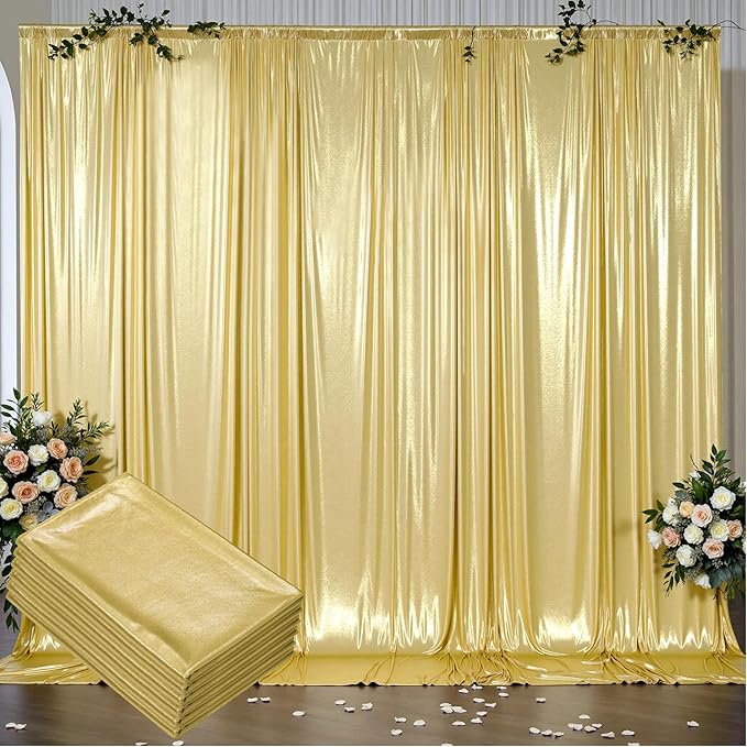 Outpain 30x10ft Gold Sequin Backdrop Curtains, Wrinkle Free Glitter Backdrop Drapes for Wedding Parties Photography Stage Decor, Non-Shedding 6 Panels Set (5x10ft Each)