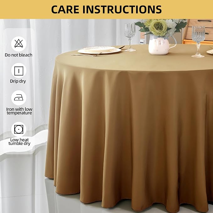 6-Pack Round 90-inch Coffee Table Cloths, Solid Stain and Wrinkle Resistant Circular Tablecloth, Premium Plain Weave Polyester Fabric Table Linen Covers for Hotel, Banquet