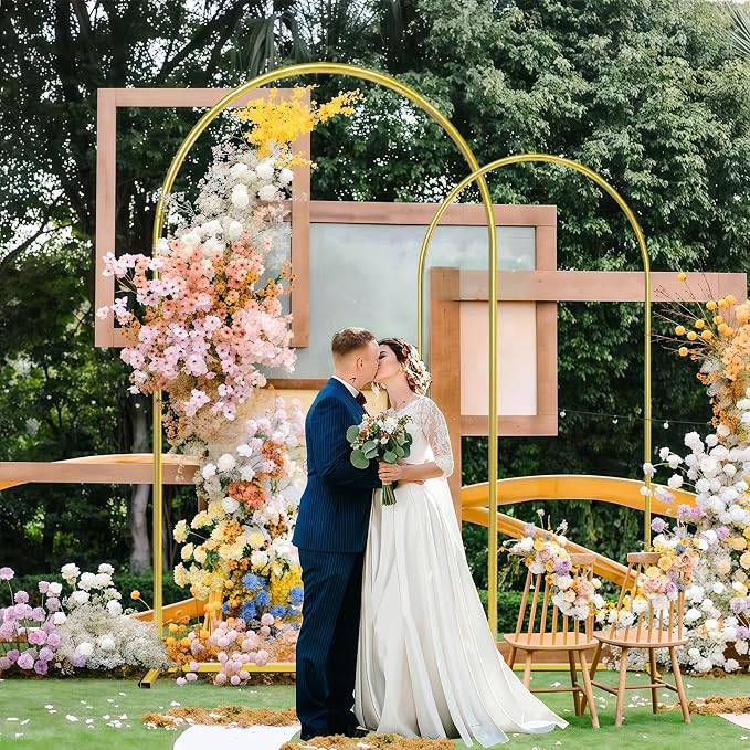 6.6FT Arch Backdrop Stand, Gold Metal Arch Stand Backdrop Ideal for Weddings, Birthday Parties, Baby Showers, Celebration Decorations