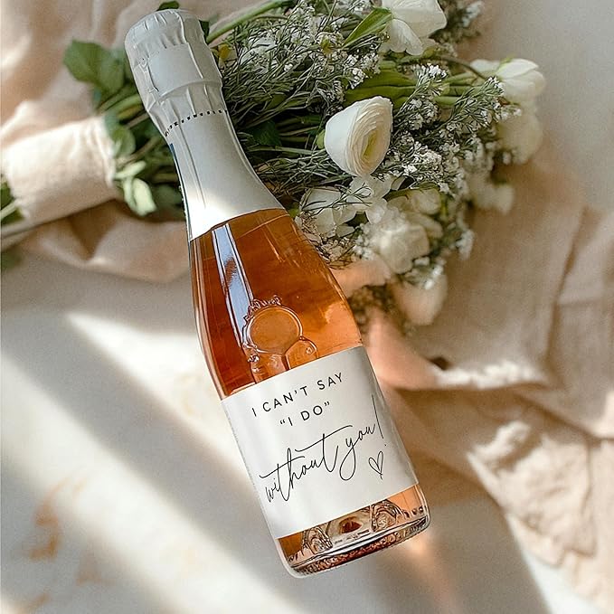 Bridesmaid Proposal Mini Champagne Labels - Set of 10 - Will You Be My Bridesmaid Box Gift Idea