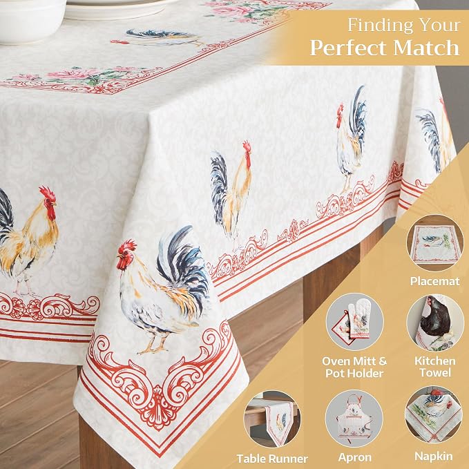 Maison d' Hermine Table Cloth Rectangle Table 100% Cotton 54 x 72 Inches Tablecloth Reusable Decorative for Dining Kitchen Room Farmhouse Party Home Hotel Restaurant Spring Summer - Campagne