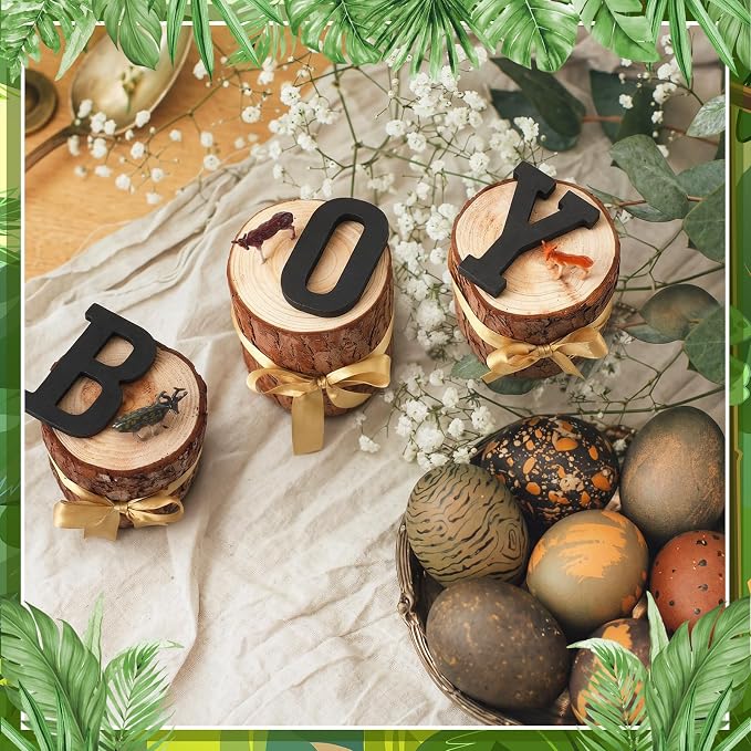 Amyhill 3 Sets Boy Woodland Baby Shower Decorations 3D Deer Table Centerpieces Wooden Boy Letters Neutral Gender Reveal Rustic Wood Forest Safari Decor for Baby Shower Birthday Party