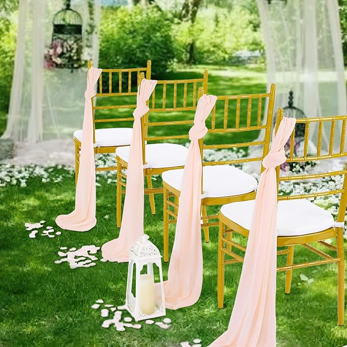 10 Feet Chiffon Table Runner Light Peach 10 Packs 14x120 Inches Chiffon Table Fabric for Spring Wedding Ceremony Baby Shower Party Table Decoration