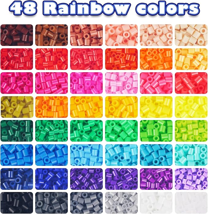 FUNZBO 31000 5mm Fuse Beads Kit - 48 Colors, Homeschool Arts and Crafts Supplies for Kids, Toys Set, Art Decorations for Room, Birthday Toys Gifts for Girls and Boys Age 5+