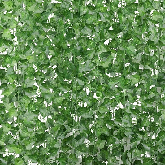 Tecbeauty 108 Strands 738 Feet Artificial Ivy Leaf Fence Privacy Screen Fake Plants Vines Hanging Garland Greenery Green Foliage Leaves for Wall Room Decor Balcony Outdoor and Indoor