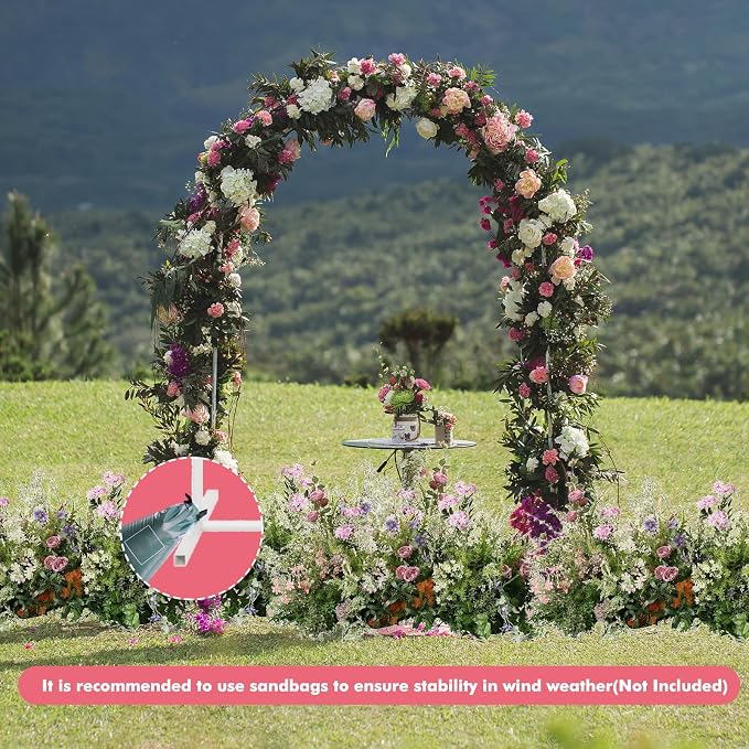 GOJAWAY 7.2FT & 6FT Backdrop Stand Metal Arch White Wedding Arch Stand Arched Backdrop Frame for Birthday Party Baby Shower Graduation Ceremony Decoration - 2 Pack