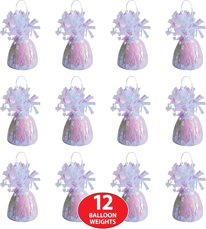 Beistle 50804-OP Opalescent Metallic Wrapped Balloon Weights, 6 Ounces (Pack of 12)
