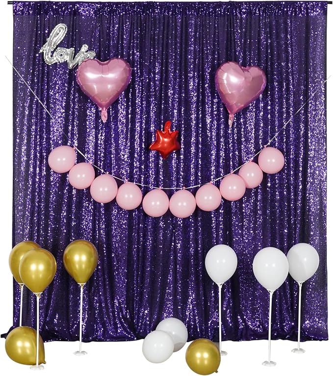 Poise3EHome Purple Sequin Backdrop,8FT x 10FT Sequin Photography Backdrop Curtain for Halloween Party Birthday Decoration