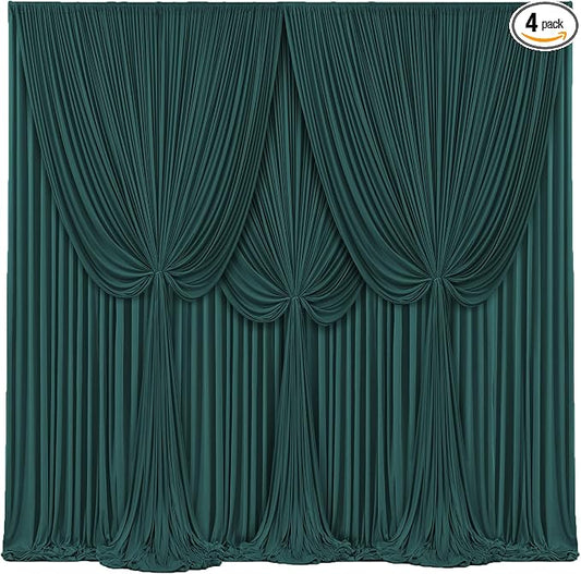 4 Panels Hunter Green Backdrop Curtains for Wedding Party Wrinkle Free Backdrops Curtain Drapes Fabric Decorations Photo Back Drop Cloth for Baby Shower Photography Stage Reception 20ft(W) x 12ft(H)