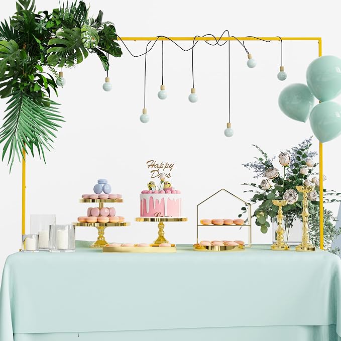 Over the Table Rod Stand with Clamps Adjustable 13''-42'' Tall 29"-98" Length Gold Table Arch Hanging for Wedding Birthday Party Halloween Christmas Decoration