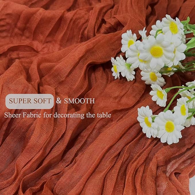 12Pack Terracotta Cheesecloth Table Runner 10Ft Cheese Cloth Table Runner Boho Gauze Table Runners Sheer Fbric Table Runners for Wedding Party Bridal Shower Thanksgiving Christmas