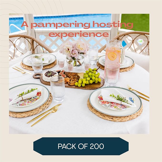 2000-Pack Linen-Feel Dessert And Beverage Napkins - Disposable Cloth-Like Cocktail Paper Napkins - Soft and Absorbent For Bar, Restaurant, Café, Wedding, Parties