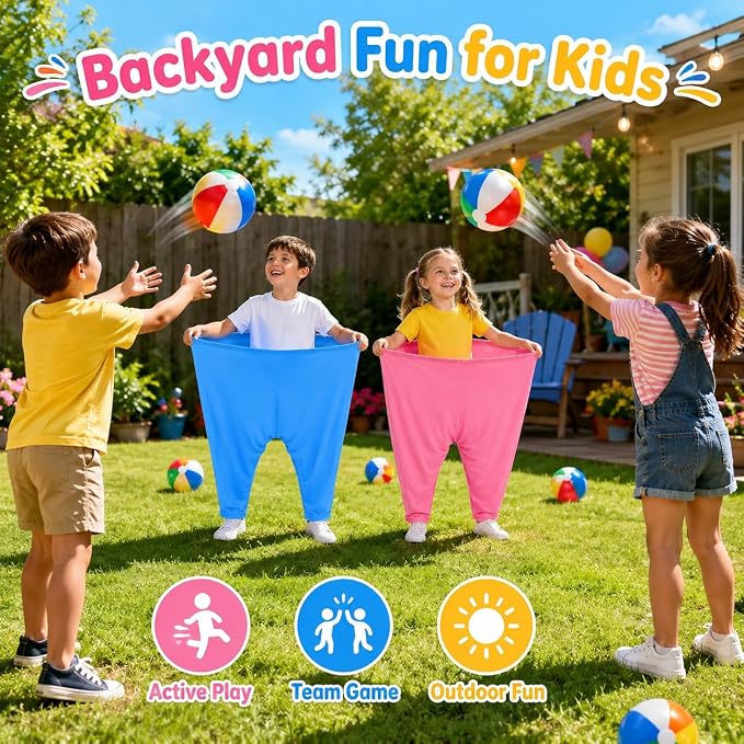 Granny Pants Yard Game,Giant Pants Outdoor Game,Oversized Pants Tossing Game with 24 Bouncy Balls and 4 Pumps Backyard & Outdoor Group Games for Family & Friends Gatherings