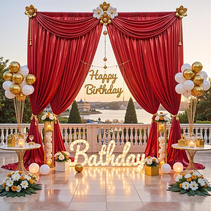 10x10FT Red Sequin Backdrop Curtain for Party - 2 Panels 5x10FT Wrinkle-Free Shimmer Drapes for Birthday, Wedding, Christmas, Decorations & Photography