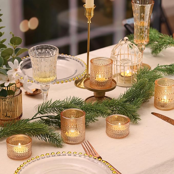 30 Pack Gold Polka Dot Glass Votive Candle Holders, Tealight Candle Holders for Gold Centerpieces, Wedding Table Decor, Bridal Shower, Party & Home Decor