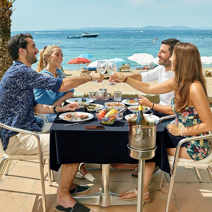 60x102 Table Cloth - 6 Pack Rectangular Black Washable Stain and Wrinkle Resistant Polyester Table Cover for Dining Tables, Various Parties and Camping (Navy Blue)