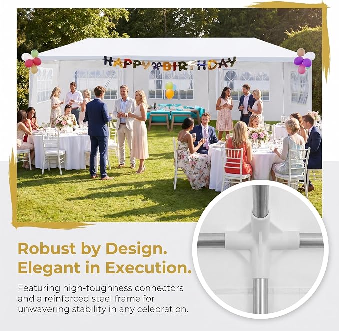 10x30 Canopy Tent for Parties, Heavy Duty Waterproof Outdoor Tent with 5 Detachable Sidewalls & Window Panels, Large Event, Wedding & Backyard Shelter, Commercial & Personal Use, White