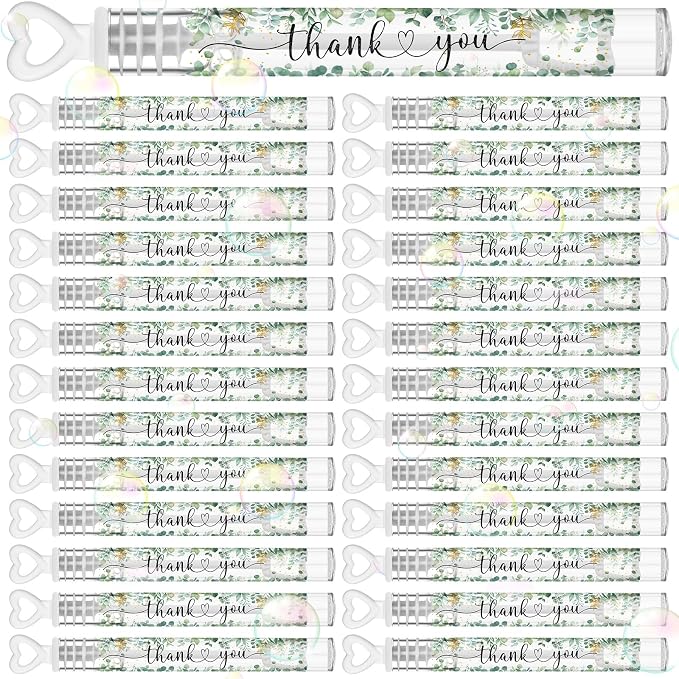 Hollowfly 120 Pack Green Eucalyptus Wedding Mini Bubble Wands for a Wedding Bulk White Heart Bubble for Guests Send off Wand Adult Bridal Exit Shower Party Supplies Valentine Anniversaries Celebration