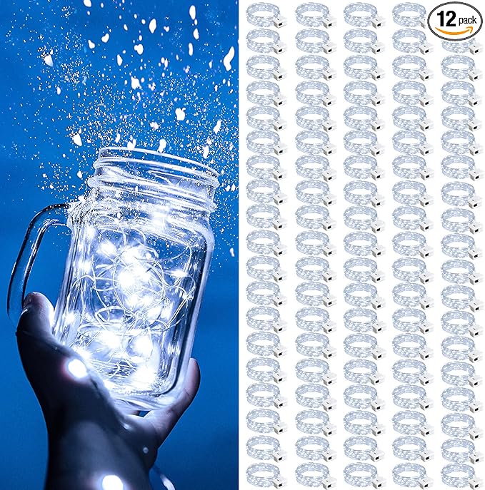 ZGWJ Fairy Lights Battery Operated, 100 Pack Twinkle String Lights 20 LED 7FT 3 Lighting Modes for Bedroom Decor, Easter, Halloween, Christmas, Party Indoor and Outdoor Decoration (White, 100PCS)