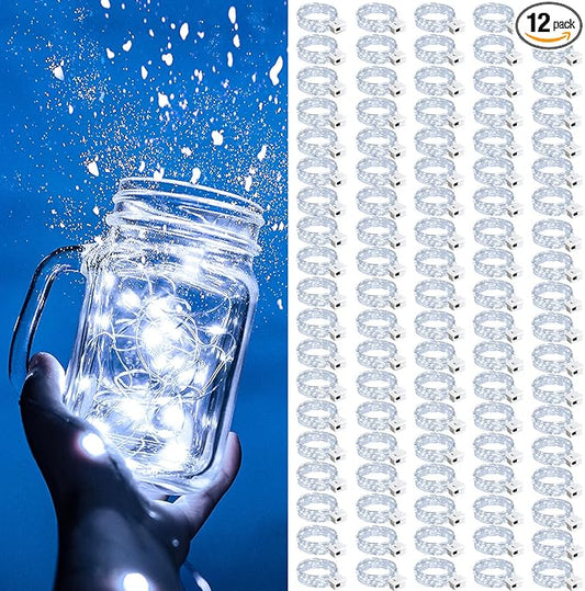 ZGWJ Fairy Lights Battery Operated, 100 Pack Twinkle String Lights 20 LED 7FT 3 Lighting Modes for Bedroom Decor, Easter, Halloween, Christmas, Party Indoor and Outdoor Decoration (White, 100PCS)