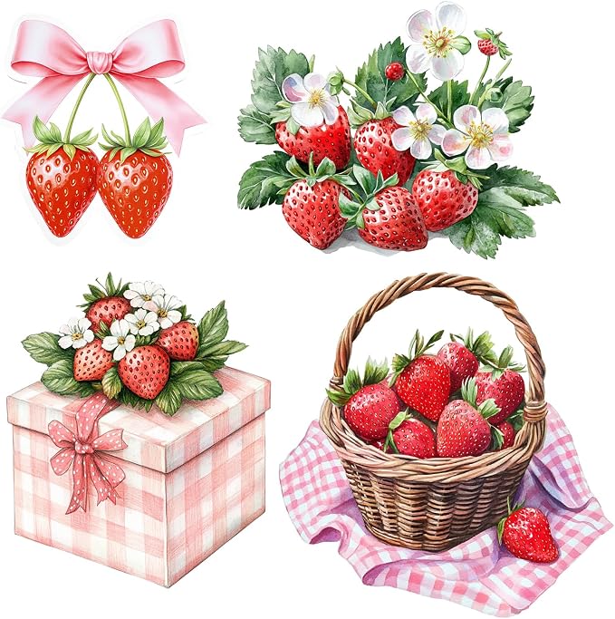 Honoson 4 Pcs Large 32" Strawberry Baby Shower Decorations Cardboard Cutouts, Berry First Birthday Decor Backdrop Photo Booth Props for a Berry Sweet Baby Is on The Way Theme Party Supplies