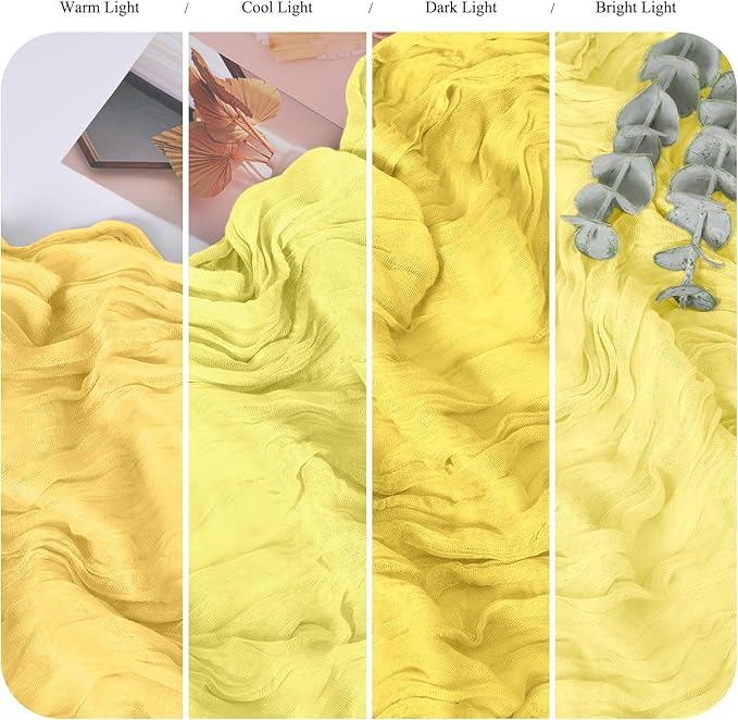 24 Pack Light Yellow Cheesecloth Table Runner 10FT Boho Gauze Cheese Cloth Table Runner Rustic Sheer Fabric Table Runners for Wedding Bridal Shower Baby Shower Party(21.5×120 Inch)
