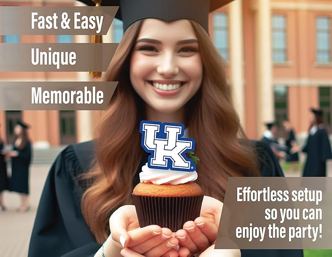 University of Kentucky Party Supplies for Football, Birthday Gift, Graduation Party Banner and Cake Toppers (42 Pieces) (Kentucky Wildcats)