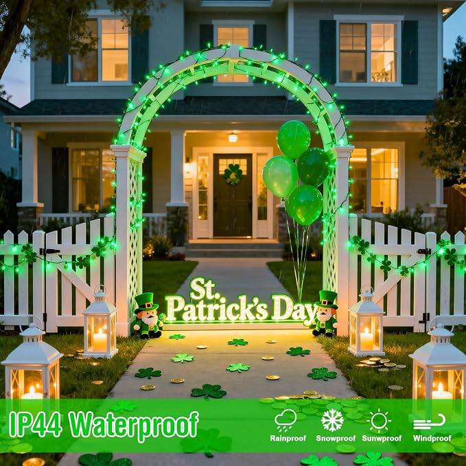 JMEXSUSS 250 LED Green String Lights - 91.5ft Christmas Lights Outdoor Waterproof, 8 Lighting Modes, Connectable Christmas Tree Light for Yard Patio Party Halloween Christmas Decorations (Pack of 2)