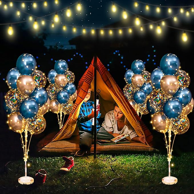 Balloon Stand Kit for Floor with String Light 2 Set Rolay Blue Centerpieces Balloon Holder Decoration for Wedding Christmas Adult Birthday Party Men Bachelor Party
