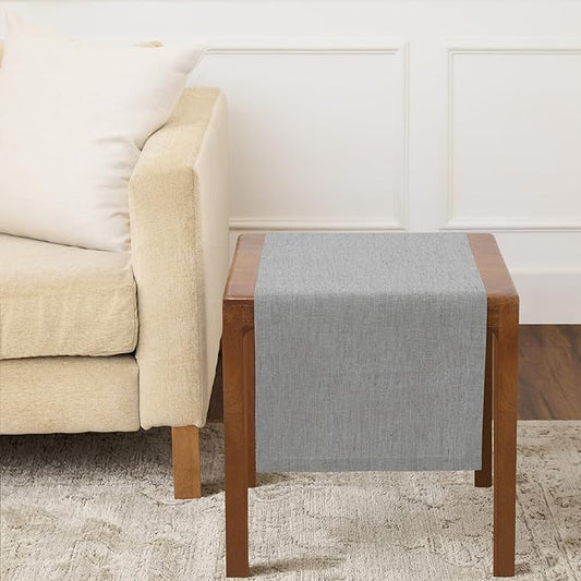 Solino Home Linen Table Runner 36 Inches - 100% Pure Linen Chambray Grey Table Runner 14 x 36 Inch Ideal for Dresser and Coffee Tables, Mothers Day - Athena