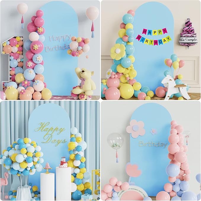 Wokceer 6FT Wedding Arch Backdrop Cover Spandex Fitted Wedding Stand Covers Round Top Chiara Arch Backdrop Cover for Birthday Party Ceremony Banquet Decoration Dusty Blue