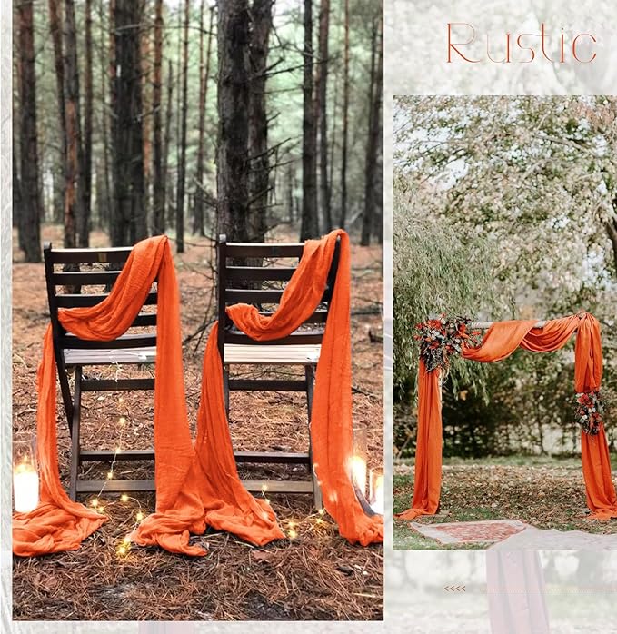 30 Pack Orange Table Runner 10Ft Cheesecloth Table Runner Boho Gauze Cheese Cloth Table Runners Romantic Long Sheer Fabric Burnt Orange Table Runners for Wedding Party Bridal Shower