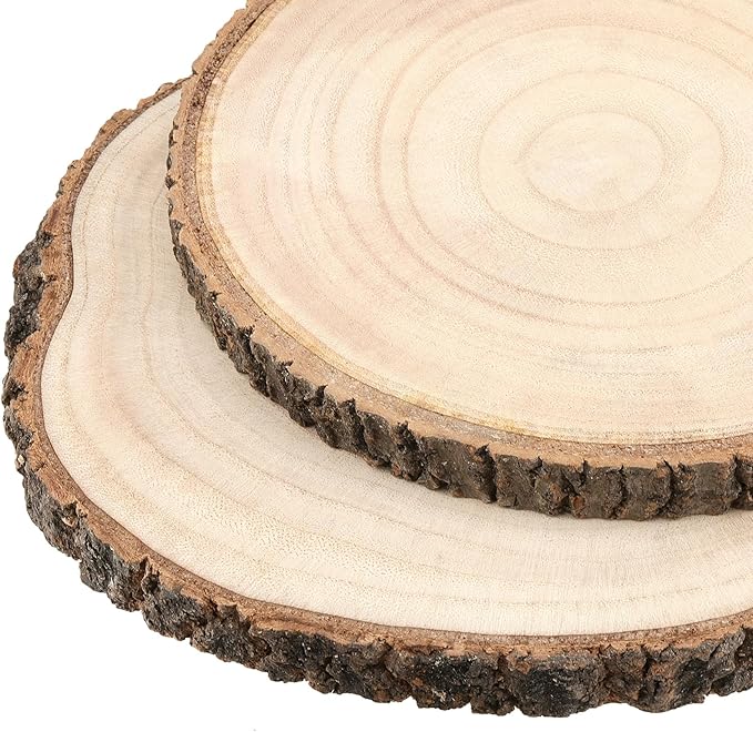 6 Pack 8-9 Inch Wood Slices, Unfinished Natural Wood Slices with Tree Bark, Round Wood Slices for Wedding,Table Centerpieces,Décor,Crafts, Parties, DIY Projects
