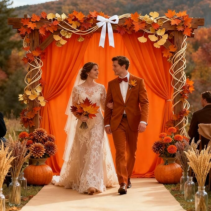 Orange Backdrop Panels Background: Polyester Backdrop Curtains Fabric 10ftx8ft Wall Backdrop Stage Wedding Decorations Drape Autumn Halloween