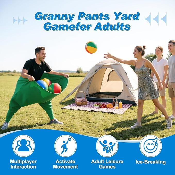 Granny Pants Yard Game Sets,4PCS Granny Pants Family Party Outdoor Games with Bouncy Balls for Adults and Kids,The Family Reunion Ultimate Backyard Party Games