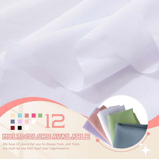 VACVELT White Chiffon Fabric by The Yard, 60 Inch Wide Chiffon Sheer Fabric Bolt Wedding Draping Fabric, Soft Chiffon Fabric for Wedding Arch Draping Backdrop, Party Decoration (Pre-Cut, 1 Yard)